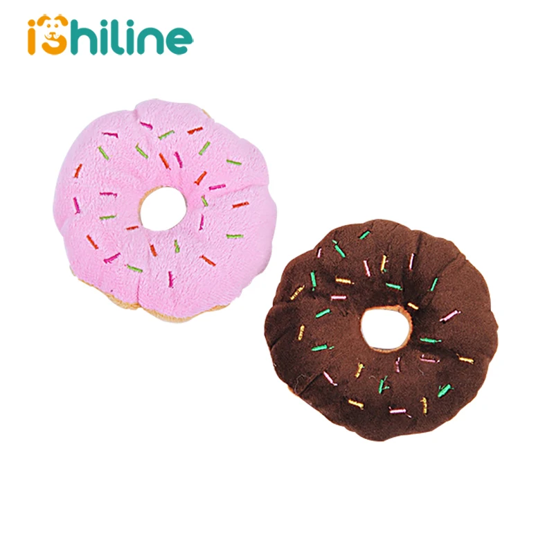 

13Cm Sightly Pet Chew Cotton Donut Play Toys Lovely Pet Dog Puppy Cat Tugging Chew Squeaker Quack Sound Toy Chew Donut Play Toys