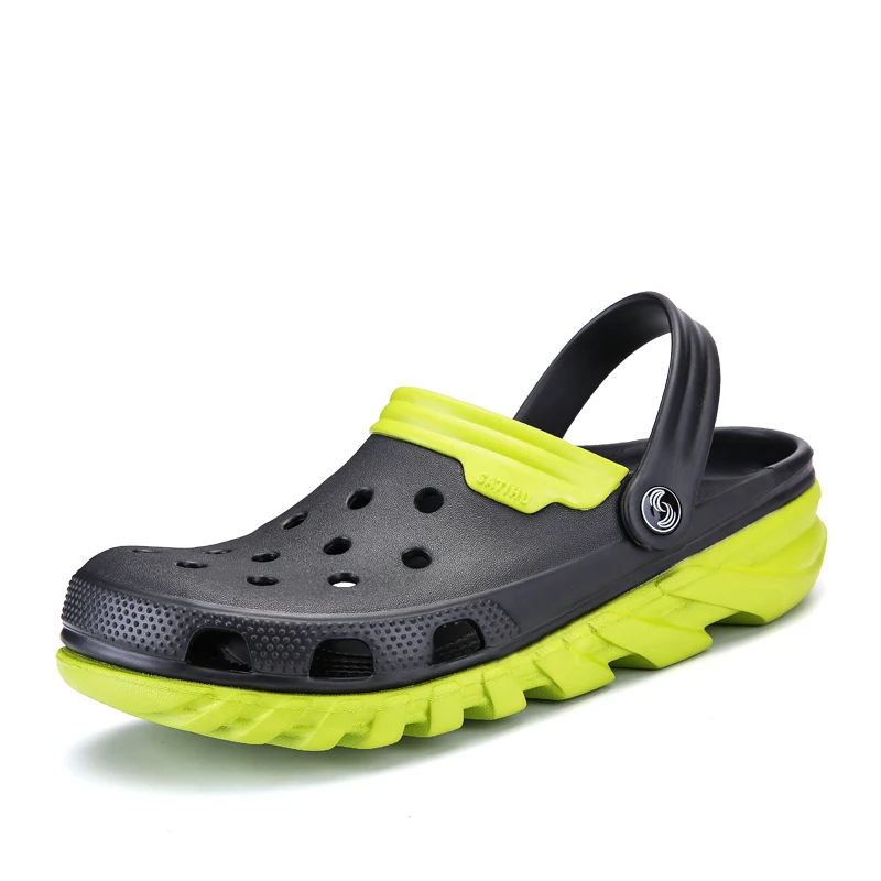 comprar Marca Tamanho Grande de Alta Qualidade Homens Croc Jardim Tamancos 2018 Banda Masculina Sandálias Pretas Verão Praia de Natação Do Aqua Sapatos Ninho sapatos