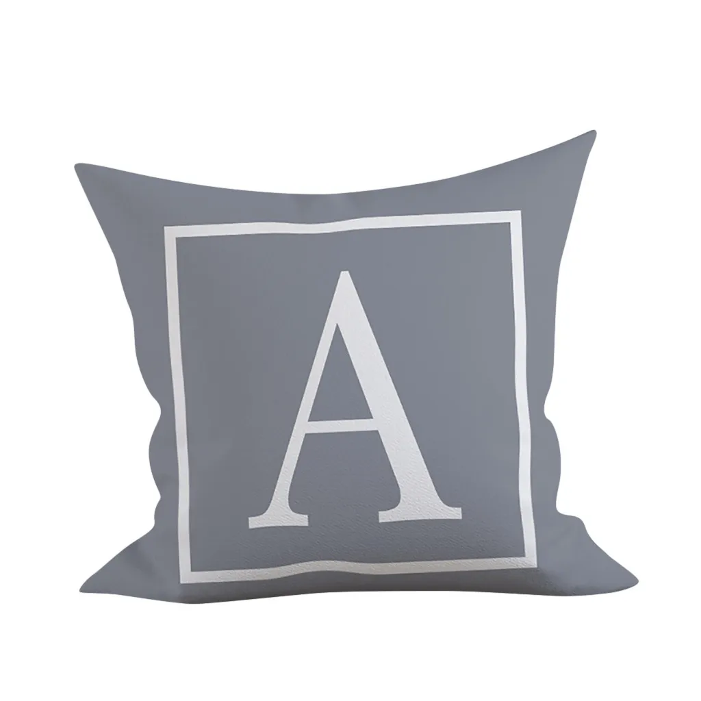

Letter Pillow Cover 45x45cm Room English Alphabet For Home goods 1PC Gray Pillowcase Polyester pillow covers decorative vintage