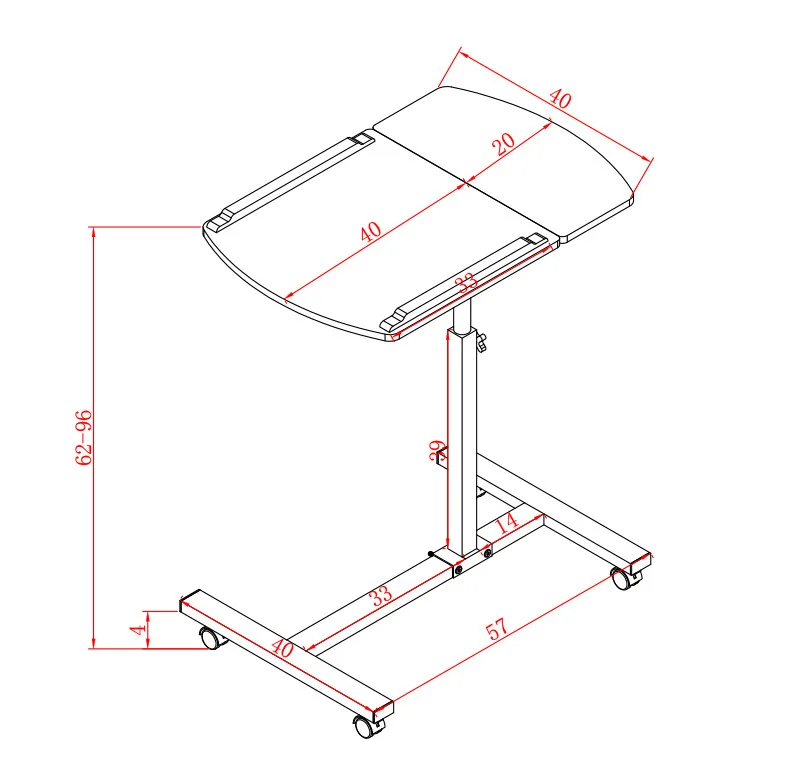 Портативный стол для ноутбука, эргономичный регулируемый складной столик для учебы, компьютерный стол, журнальный столик, может быть поднят, стоячий стол с колесами