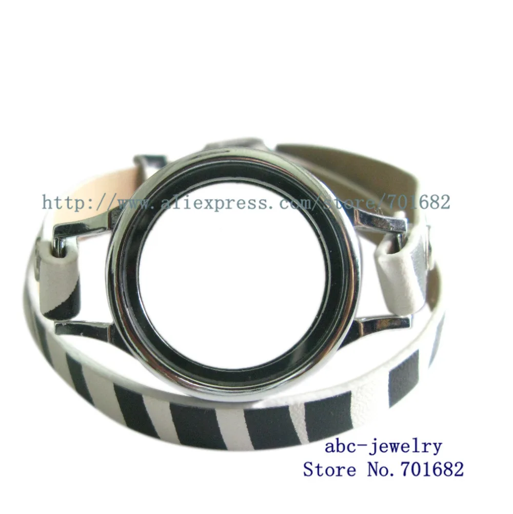 

Copy Stainless Steel plain 30*45mm Wrap Bracelet Locket with Heirloom Face with Leather Wrap Locket Bracelet