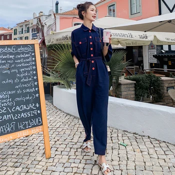 

fashion simple work style women temperament outdoor comfortable beach jumpsuit cute casual fresh high quality trend OL jumpsuit