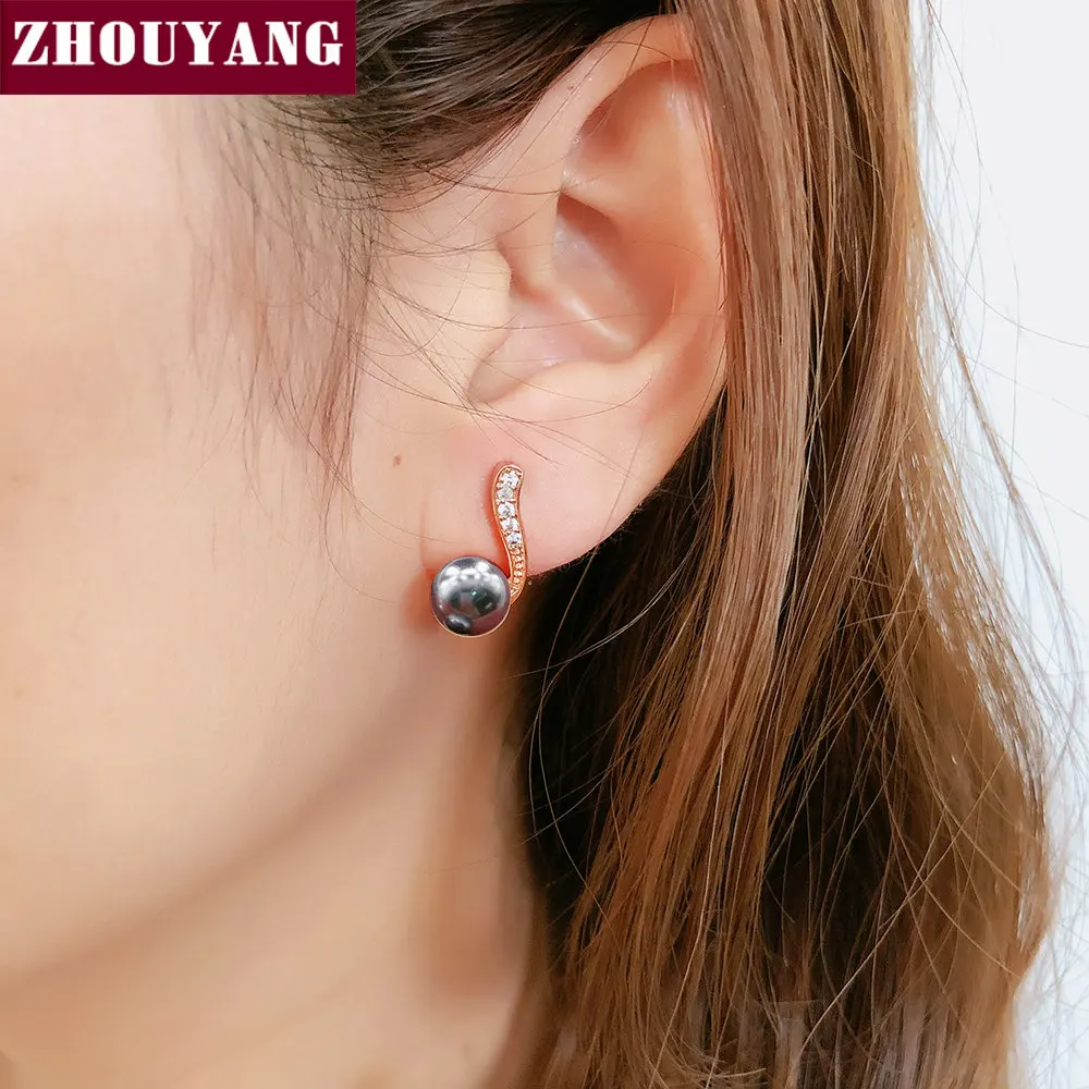 ZHOUYANG ZYS277 чёрный искусственный жемчуг цвета розового золота ювелирное изделие