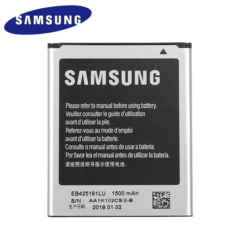 Аккумулятор Samsung EB425161LU 2 шт./Лот 1500 мАч для Galaxy S Duos S7562 S7566 S7568 i8160 S7582 S7560 S7580 i8190 i739 i669