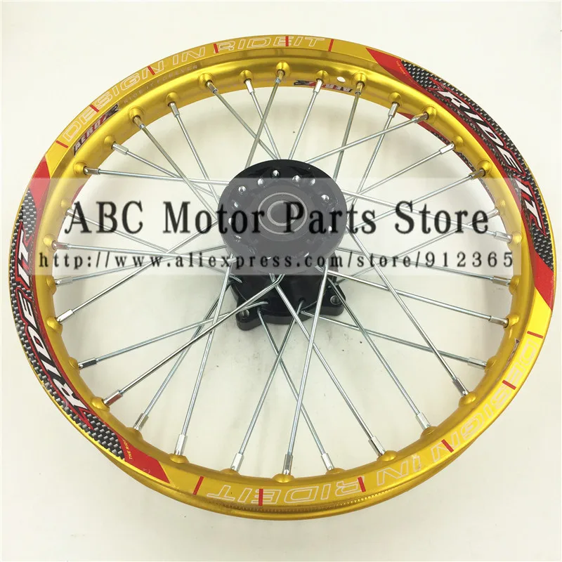 Dirt Bike Racing 1.40 14" Inch Gold Alloy Front Wheel Rim with 32 holes