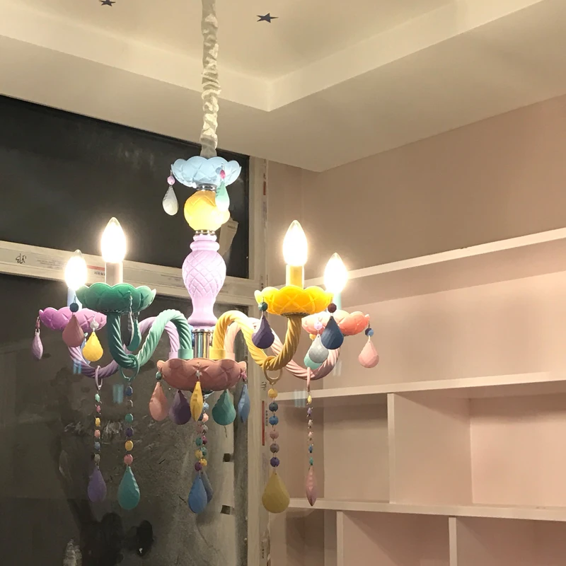 Lustre de Cristal Macaron Droplight Crianças Quarto Lustre Criativo Fantasia Menina Princesa Luminária Luminárias Cor 19 quarto lustre criativo fantasia menina princesa luminária luminárias