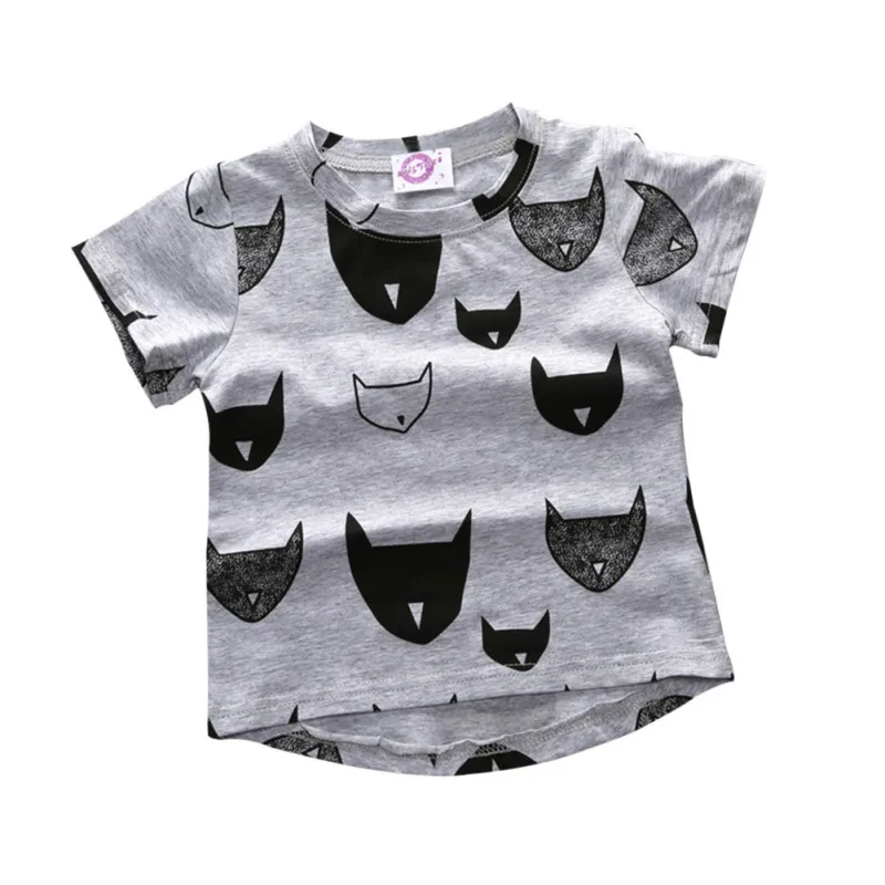 

Summer Kids Head Print Short Sleeve Baby Boys Girls T-shirts T Shirt Cotton Cartoon Bat