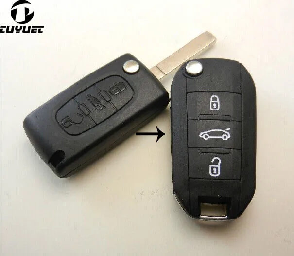3 Buttons VA2 Modified Flip Remote Key Shell For Peugeot 307 407 408 (without Groove) 0536 (18)-2