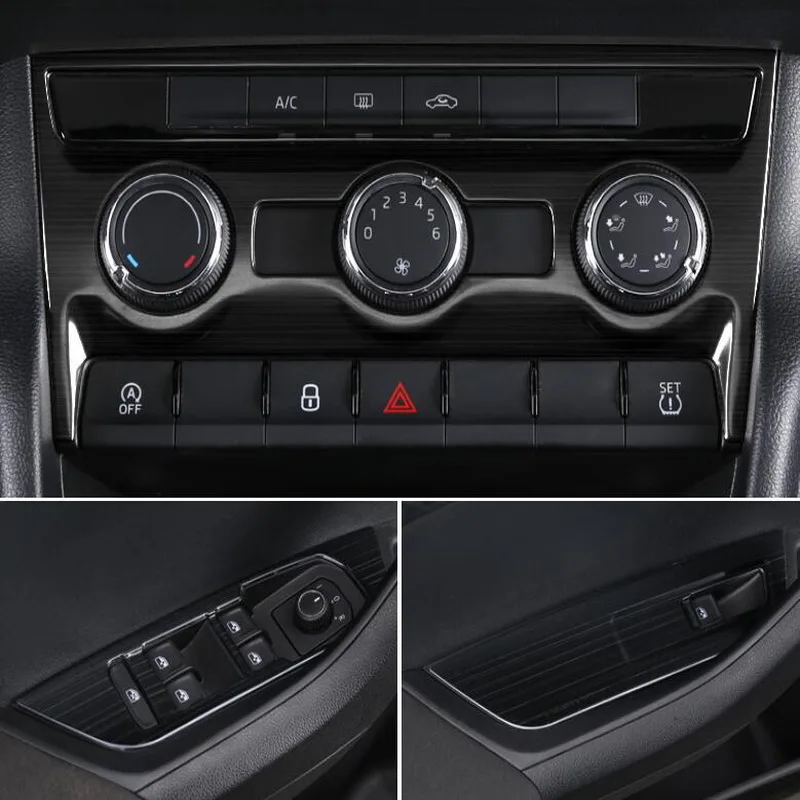 Tonlinker cubierta pegatinas para SKODA KAROQ 2017-18 estilo de coche 1-4 piezas de acero inoxidable piezas interiores negro estilo cubierta de la etiqueta engomada Tonlinker cubierta pegatinas para SKODA KAROQ 2017-18 estilo de coche 1-4 piezas de acero inoxidable piezas interiores negro estilo cubierta de la etiqueta engomada