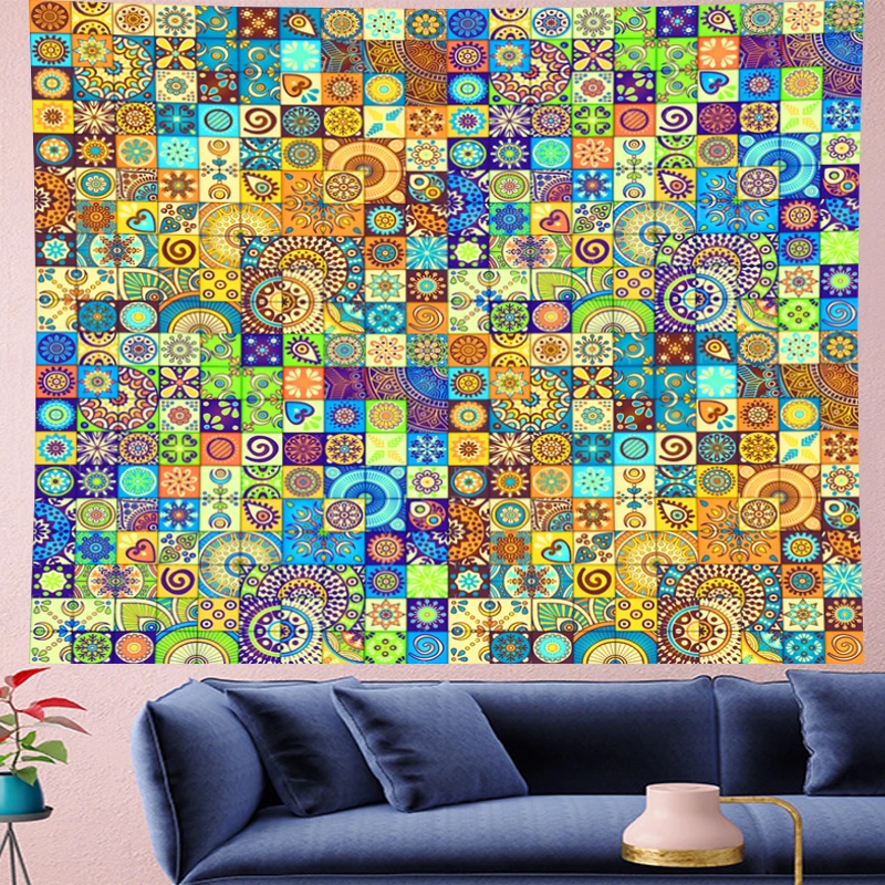 

Indian Mandala Tapestry Bohemian Retro Geometry Polyester Wall Hanging Table Cloth Curtain Blanket Yoga Mat Blanket Sandy Beach