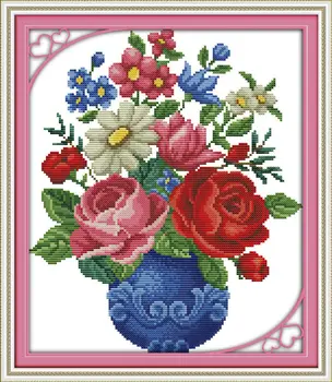 

Blossom flowers in vase Printed on Canvas DMC Counted Chinese Cross Stitch Kits printed Cross-stitch set Embroidery Needlework