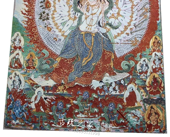 36/" Tibet Tibetan Cloth Silk 1000 Arms Avalokiteshvara Kwan-yin Tangka Thangka