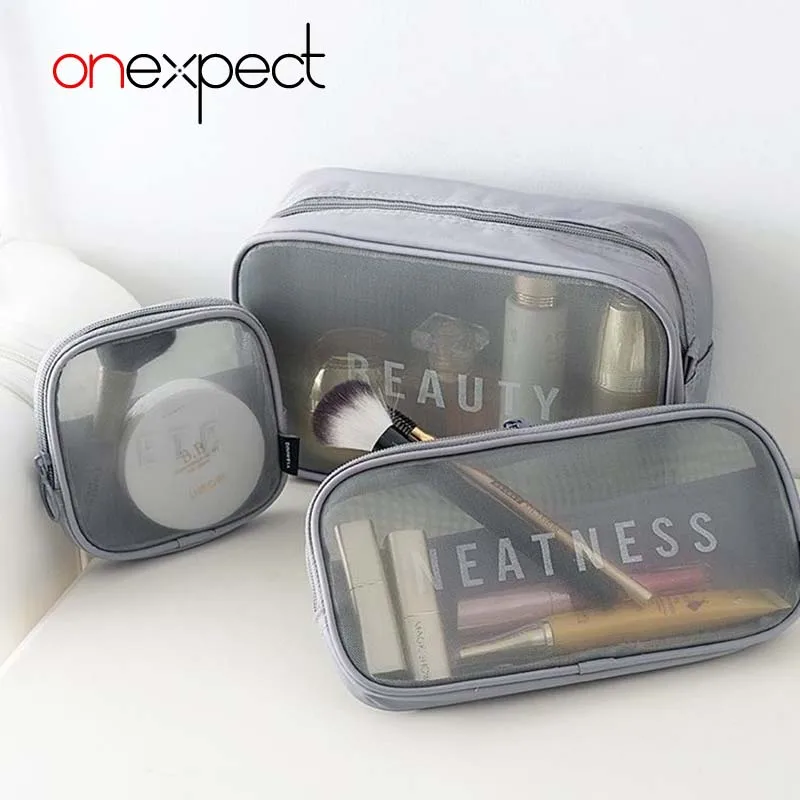 

onexpect Clear Cosmetic Portable Women Makeup bag Toiletry Travel Wash Pouch Cosmetic Bag Make Up Organizer Storage Beauty Case