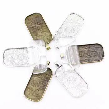 

ZHUBI 10pcs Fit 25*50mm Glass Cabochon Setting Rectangle Bezel Copper Spacer Blank Pendant Tray Base Jewelry Findings Components