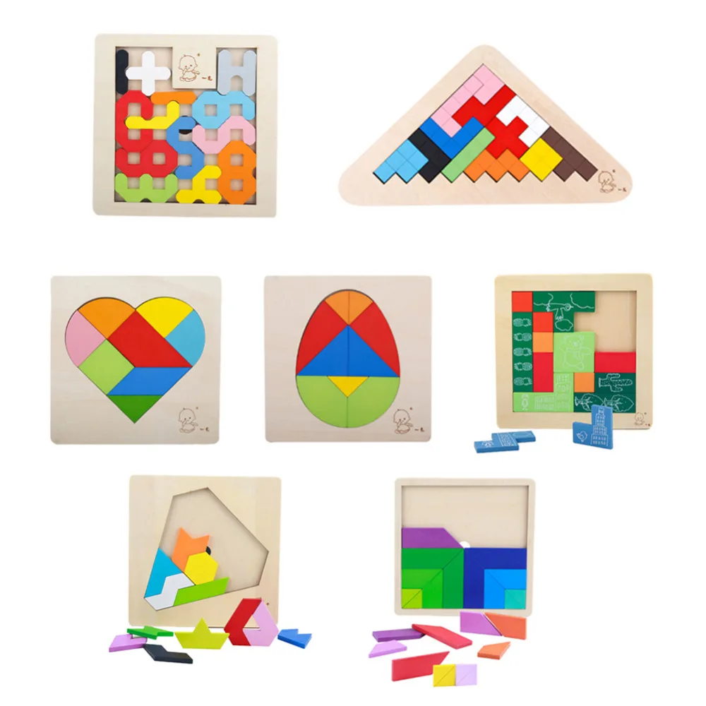 

Kids 3D Jigsaw Puzzle Wooden Toys Children Wood Tangram Brain Teaser Toys Child Geometry Cognition Learning Educational Toys