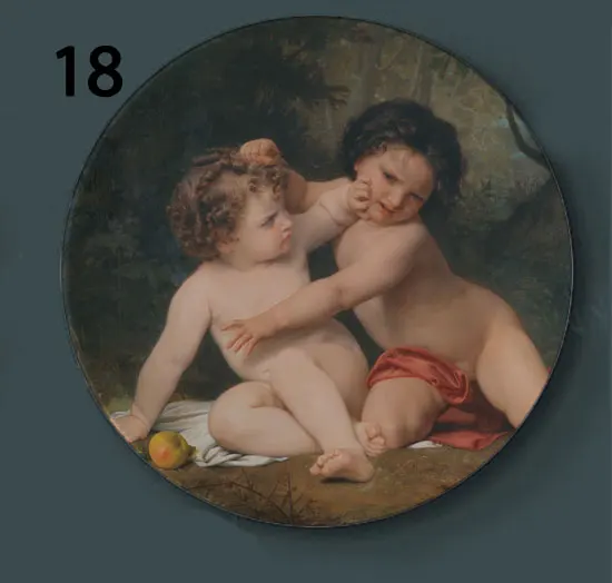 Bouguereau настенные декоративные тарелки классическое художественное блюдо отель фон дисплей мать и ребенок картина маслом тарелка - Цвет: 18