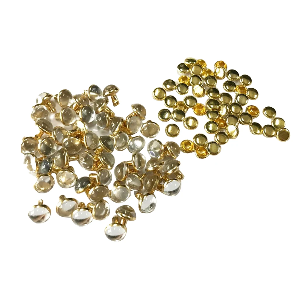 50 Sets Mushroom Dome Rivets Studs Buttons for Leather Belt Bag Shoes Leathercraft 7.5MM	