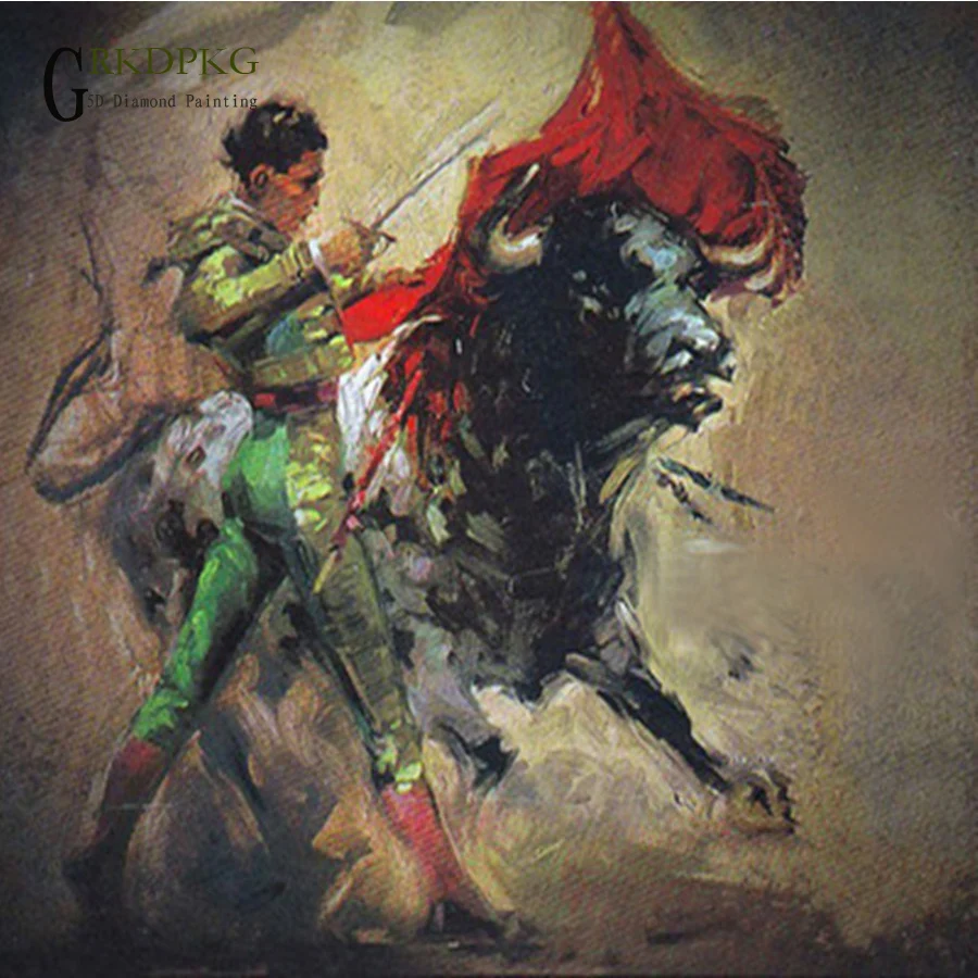 

GRKDPKJ 5d diamond painting full diamond square diamond embroidery cross stitch picture living room decoration bullfighting gift