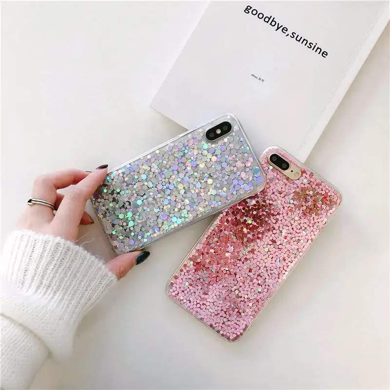 

Fashion Net Red Epoxy Flash Powder For Iphone 66S 6P 78 78plus X Tpu All-Inclusive Mobile Phone Shell