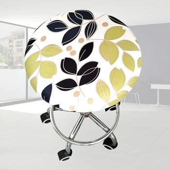 

Ornament Soft Floral Printed Stool Cover Home Bar Office Meeting Seat Polyester Slipcover Four Seasons Seat Elastic Round Chair
