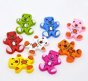 

28*23mm Assorted Colors Cute Bear Wood Spacer Beads Fashion Jewelry diy Findings For Girls Children Handmade Exercise