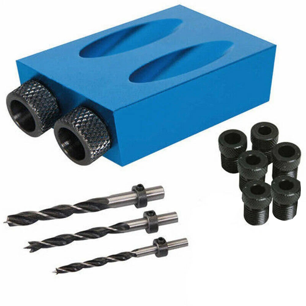 Silverline Pocket Hole Screw Jig with Dowel Drill Set Carpenters Wood Joint Tool 