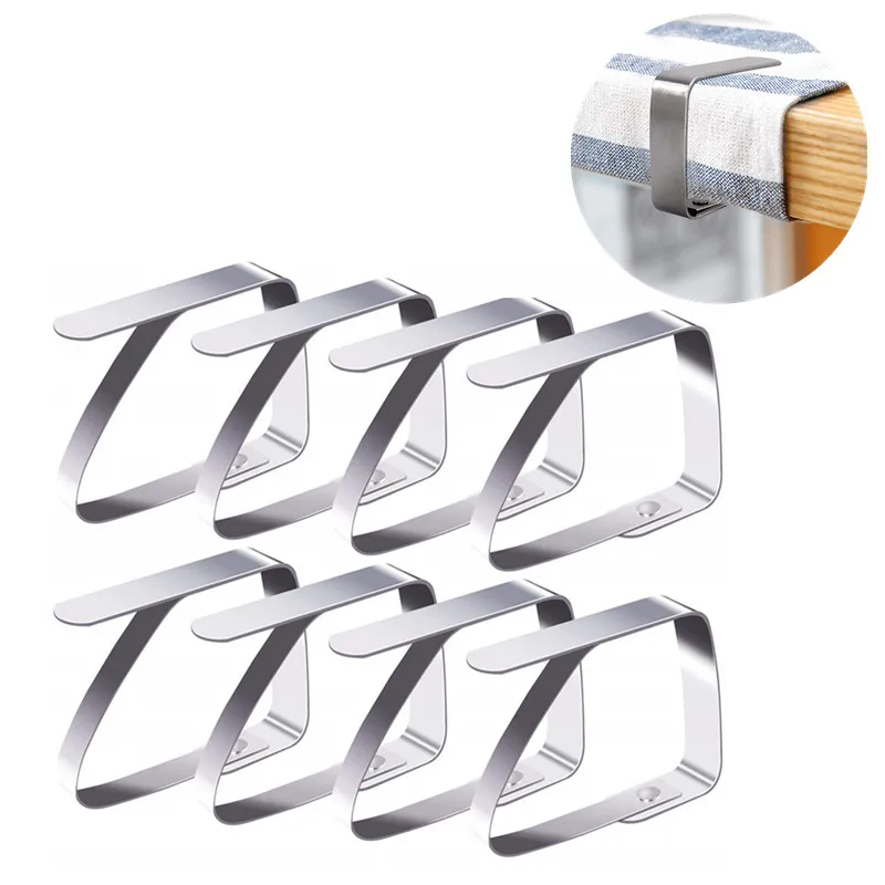 

8Pcs Stainless Steel Adjustable Tablecloth Clips Table Cover Holder Clamps Household Tools