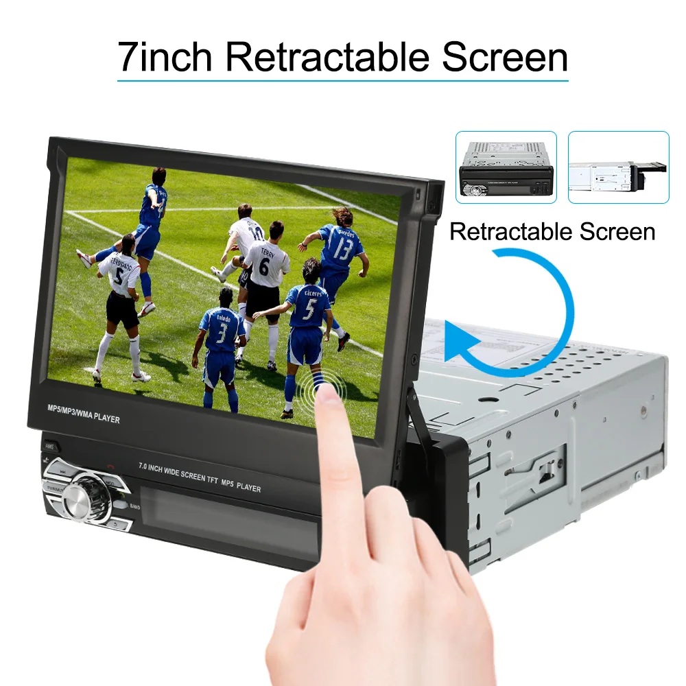 

7inch Retractable MP5 Player Car Stereo Radio Player Multimedia Entertainment with Bluetooth FM USB SD For VW/Ford/Audi/BMW