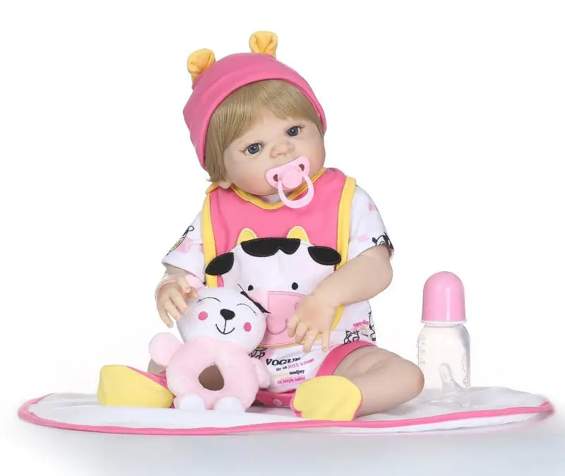 23'' Newborn Doll Can Bathe Full Silicone Vinyl Body Reborn Dolls Baby