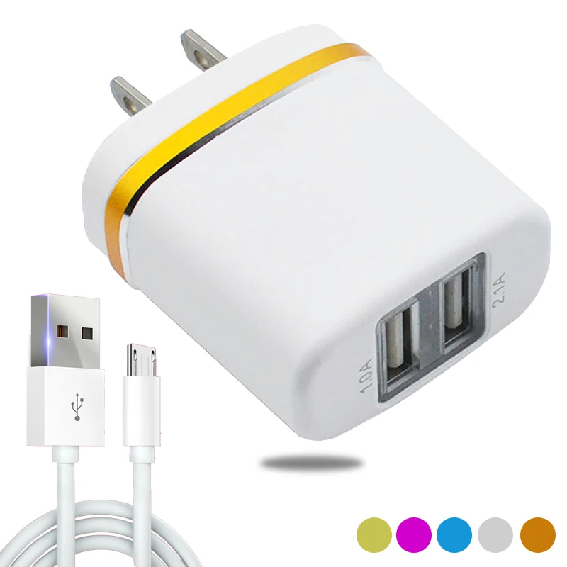 

Dual USB Charger for iphone XS MAX XR 8 Plus Phone EU US Travel Charger with Type c Cable 5V 2A Adapter Plug for Xiaomi Huawei