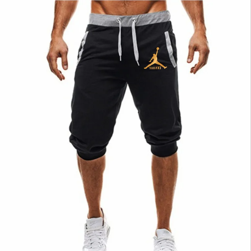 

Color patchwork jogger shorts sports shorts men's Bermuda shorts 2019 summer men's casual men's knee long shorts