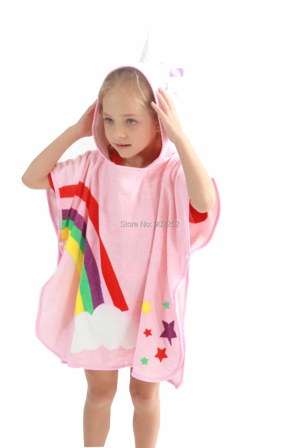 Розовый Единорог с радугой младенческой хлопок абсорбирующий дышащий Детский мультфильм халат