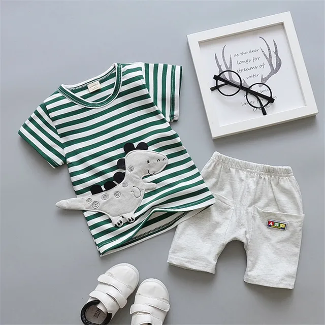 Newborn Cartoon Striped Clothes Suit for Baby Boys 2Pcs