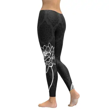 

New Women's Lotus Digital Print Yoga Fitness Leggings Sports Pants Fashion Hip Slim Elastic High Waist Breathable Leggings Pants