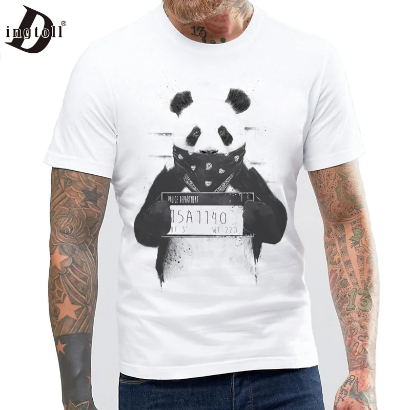 Dingtoll Прохладный Стиль Белый Летний Гангстер панда футболка с принтом для мужчин Harajuku модные футболки топы MTE32