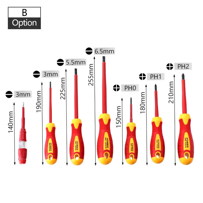 Набор изолированных отверток VDE 1000V Магнитный Отвертка 6 ''8'' кусачки CR-V плоскогубцы для ремонта электрика - Цвет: B