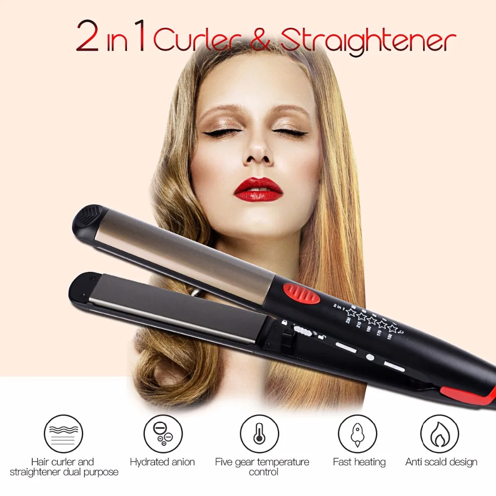 110 240V Ceramic Hair Straightening Iron Flat Iron LED Hair Tools
