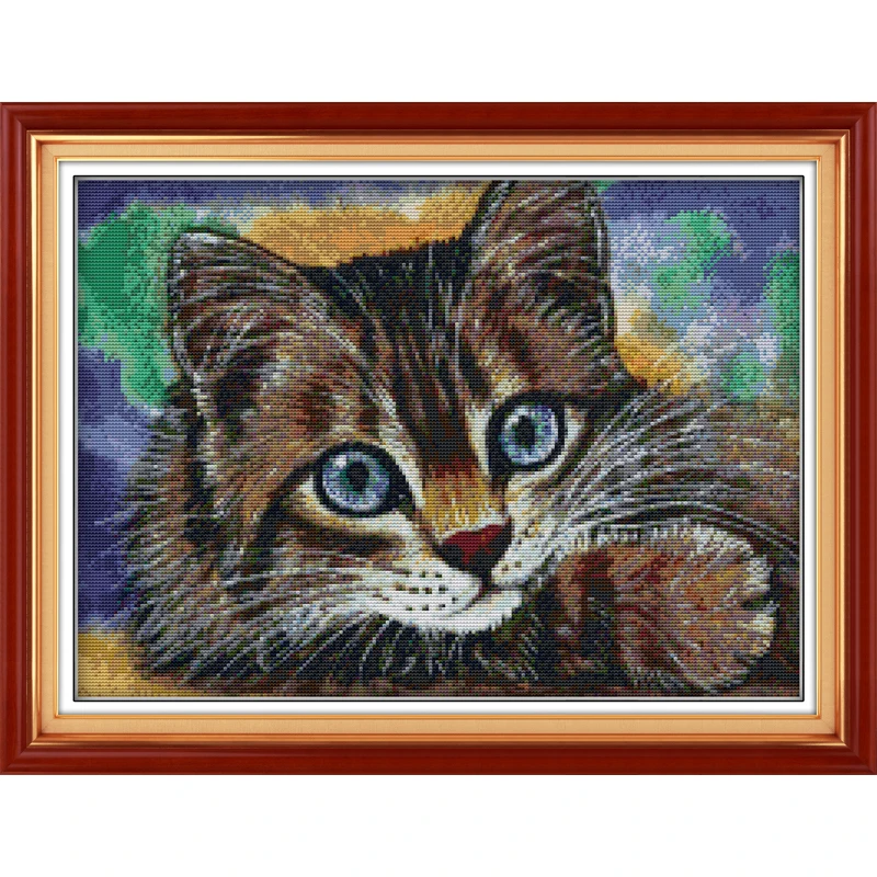 Вечный Love Cat китайский набор крестиков экологический хлопок Печатный 11 14CT DIY