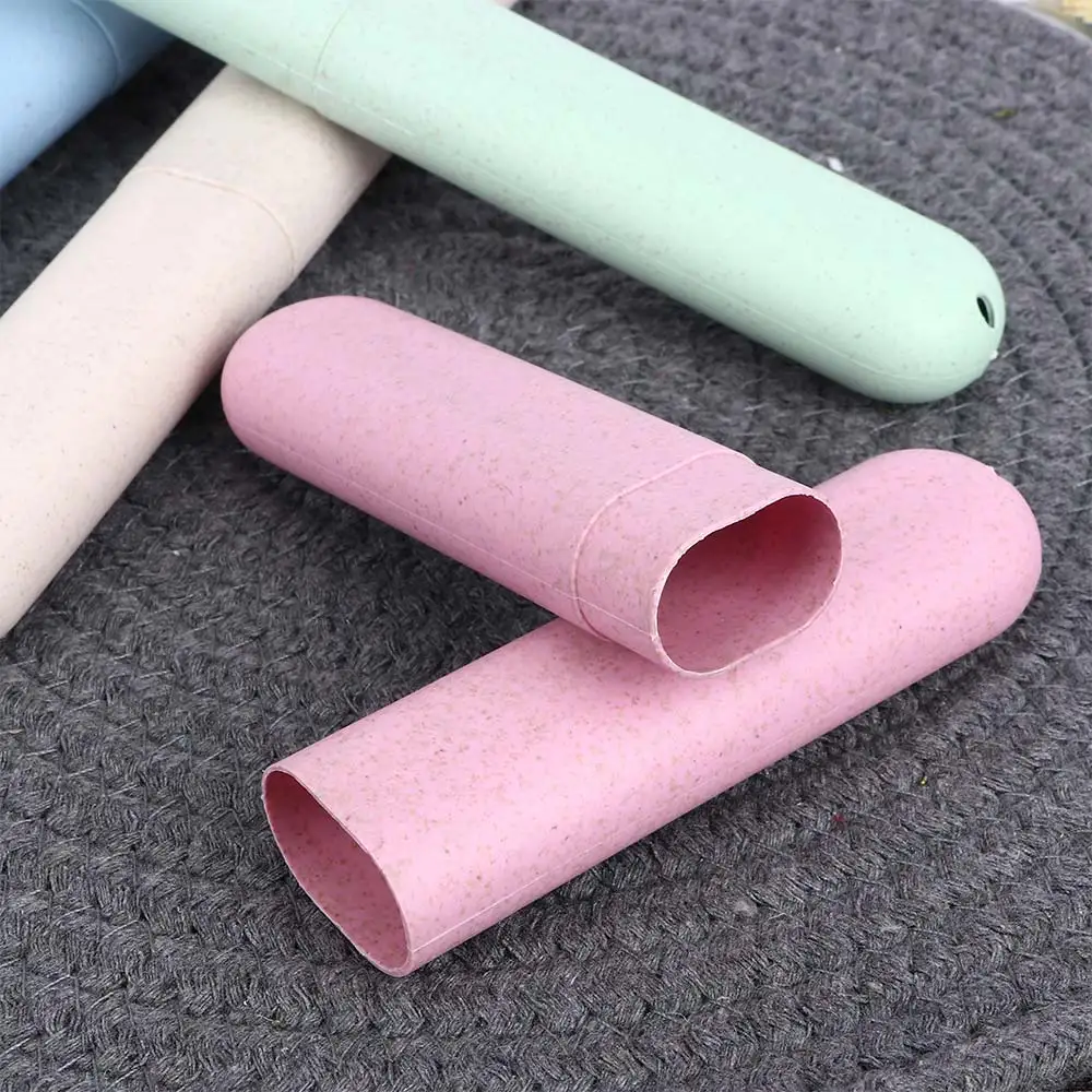 

Wheat Straw Toothbrush Tube Cover Protective Sleeve Storage Portable Travel Toothbrush Box Washing Toothbrush Storage Box