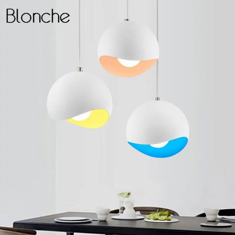

Modern Nordic Pendant Lamp Light Fixtures Colorful Eggshell Hanging Lamps for Home Loft Decor Dining Room Kitchen Luminaire E27