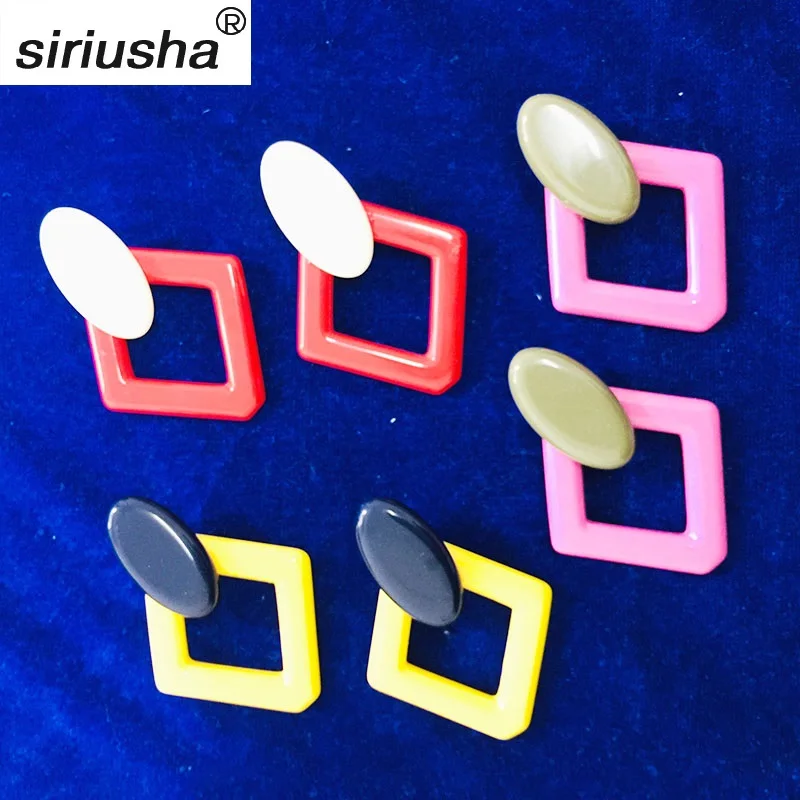 

Retro fashion acrylic stitching color ear studs girl temperament personality earrings simple ear jewelry wholesale Y844