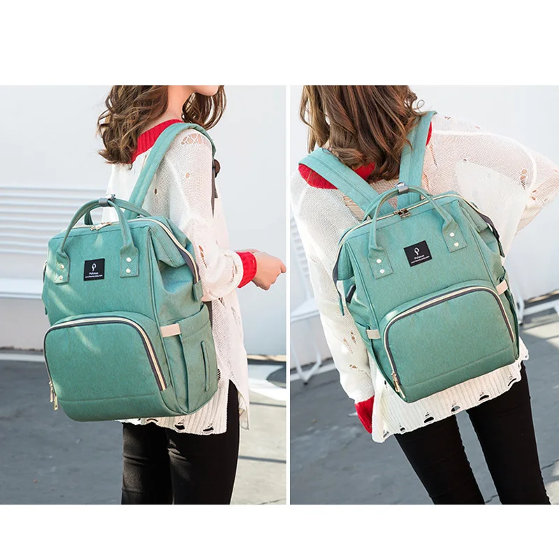 2018 bolsa de pañales con interfaz USB de gran capacidad impermeable bolsa Kits de momia maternidad mochila de viaje de bolso - 6