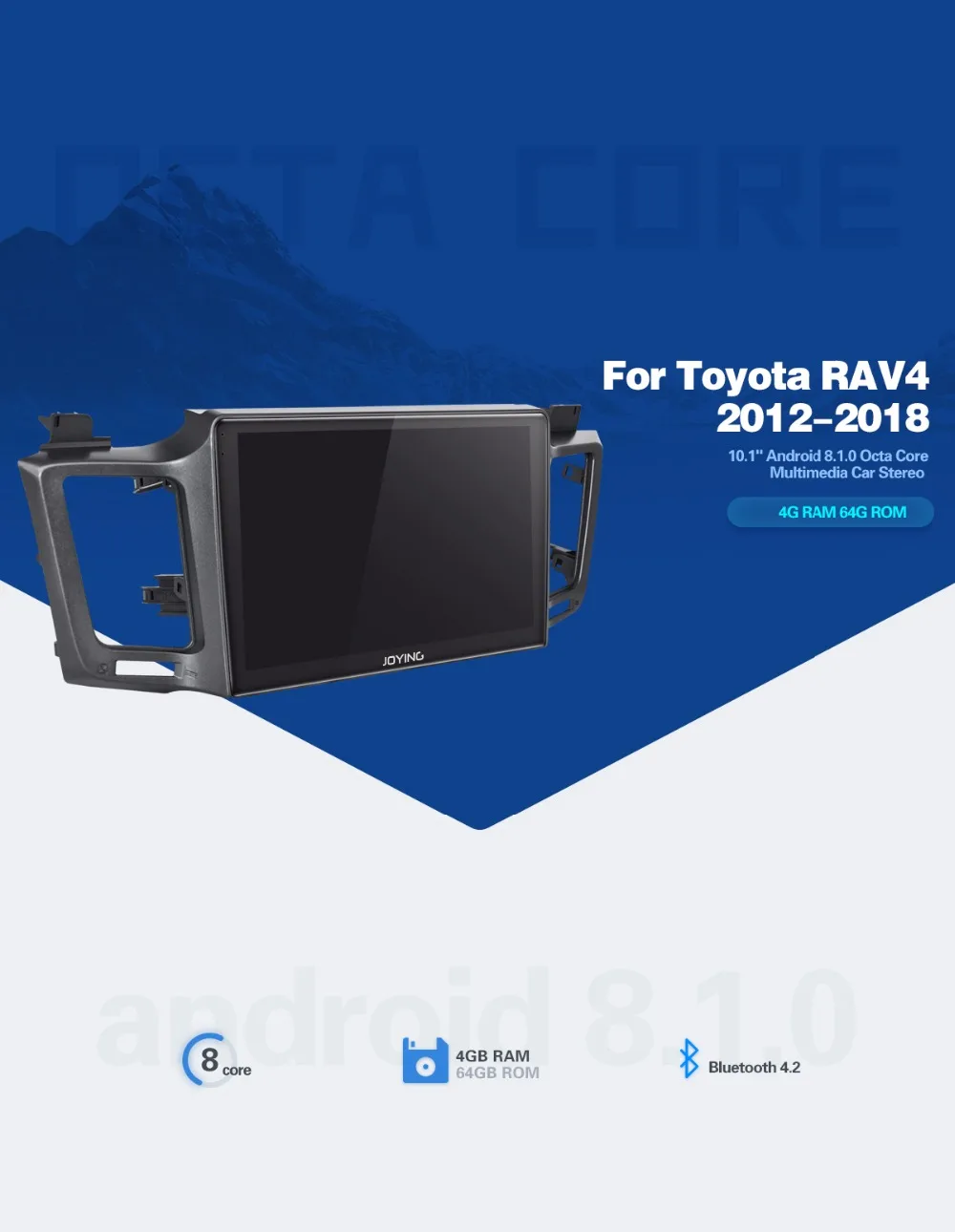 Best 10.1"IPS 4GB+64GB Octa Core Autoradio Head Unit Android 8.1 Car Stereo For TOYOTA RAV4 2012-2018 Music GPS Player Built-in DSP 0