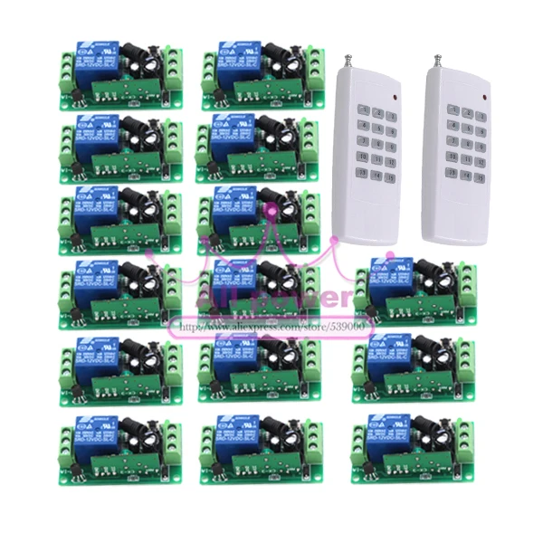 

12v remote control switch for motorcycle , controller for electric recliner 150M long distance 2 transmitter with 15 receiver