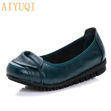 AIYUQI женская обувь; сезон весна; Новинка года; женские лоферы из натуральной кожи; износостойкая нескользящая обувь с цветочным узором для мам