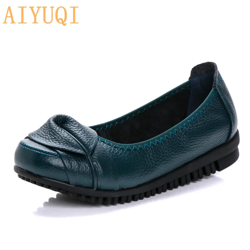 

AIYUQI Women's shoes spring 2019 new women's loafers genuine leather wear-resistant flower non-slip mother shoes