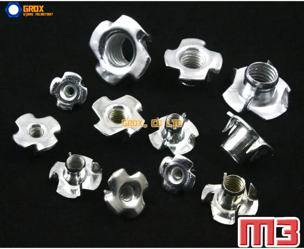 100 Pieces M3 Metric T Nuts Zinc Plated TEE Nuts 4 Prongsin Nuts from