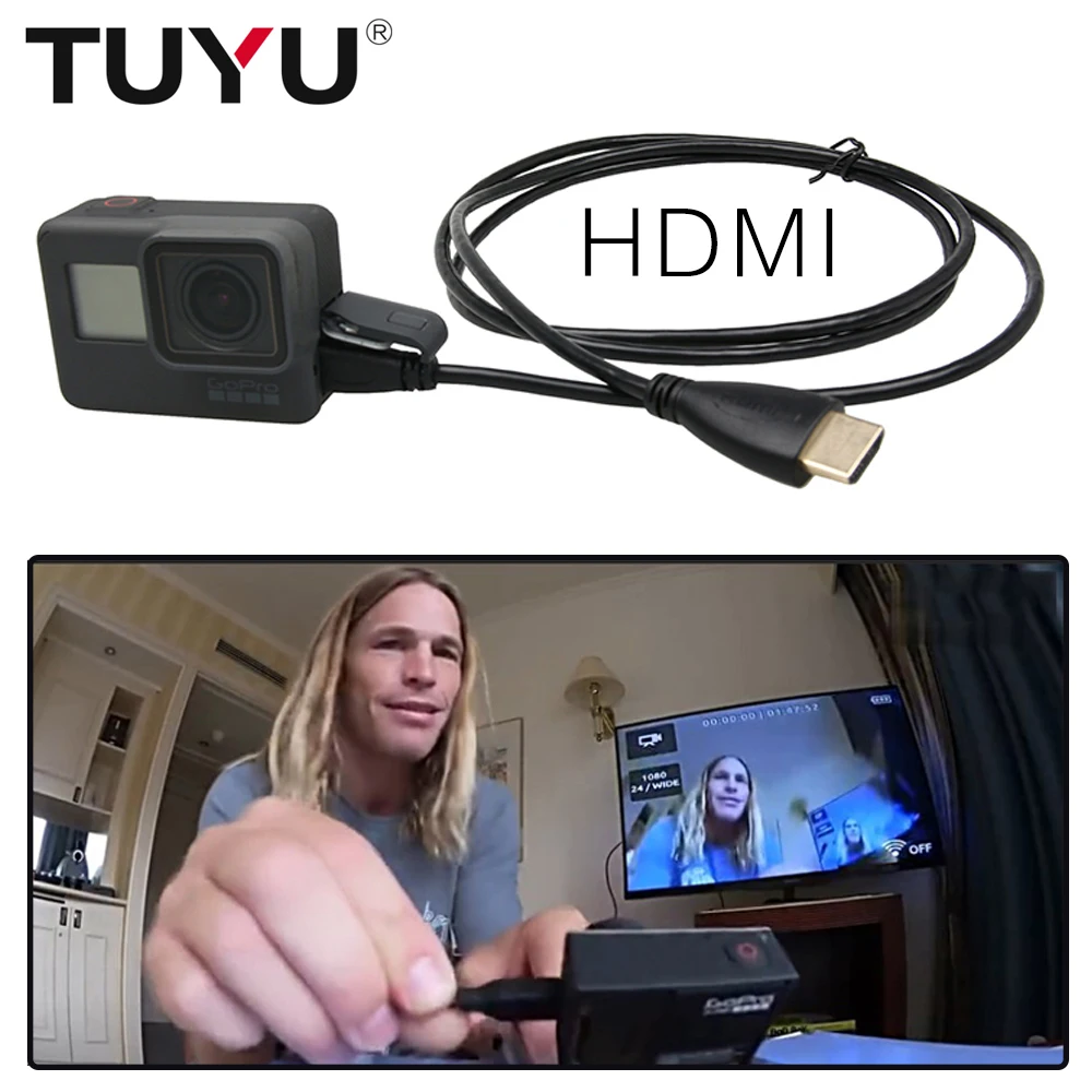 Оригинальные аксессуары TUYU Go Pro HDMI кабель для go pro hero 5 gopro 6 4 SJ4000 SJ5000 Xiaomi yi EKEN H9r H9 H5s