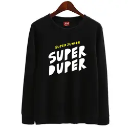 Super Junior альбом супер пупер же печать Круглая горловина тонкая Толстовка KPOP унисекс Свободный пуловер с капюшоном весна-осень moleton