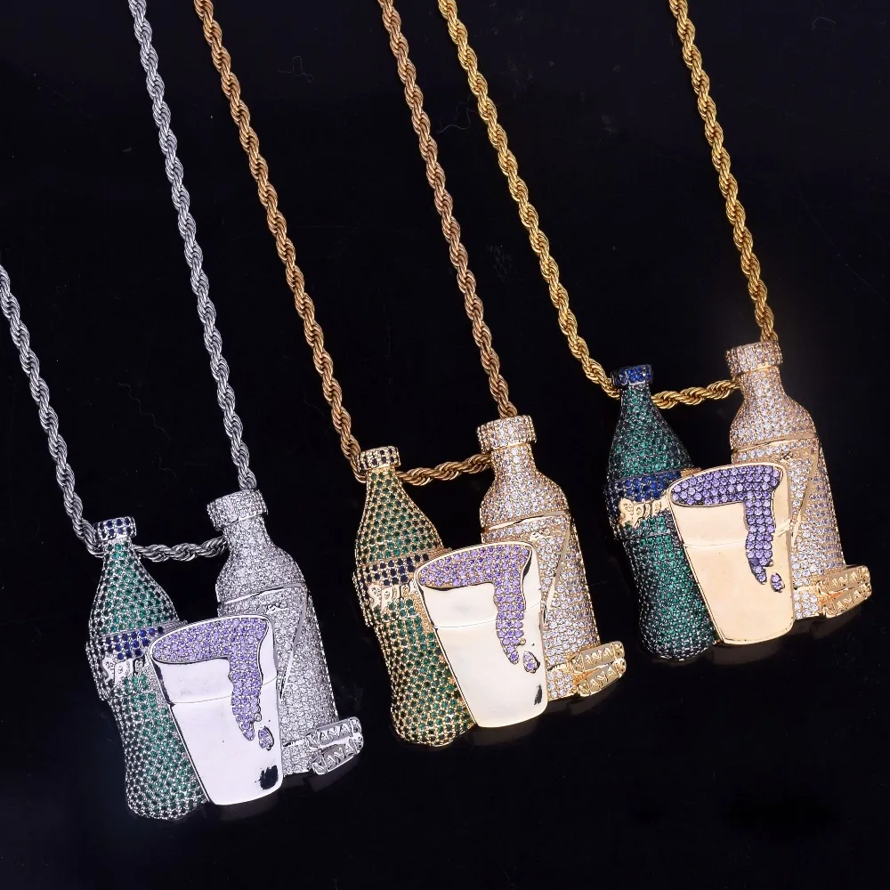 Double Sprite Bottle Purple Cup Pendant